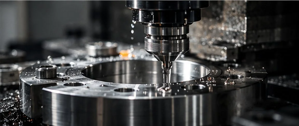 CNC machining a flange in the Teshi machine shop